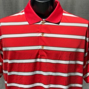 Nike Golf Tour Performance Dri Fit Polo Shirt Size Large L Mens Red Striped Golf